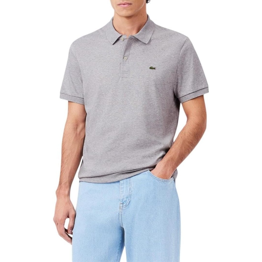 image:imageLacoste Mens Regular Fit Cotton Pima Polo ShirtSilver Chine