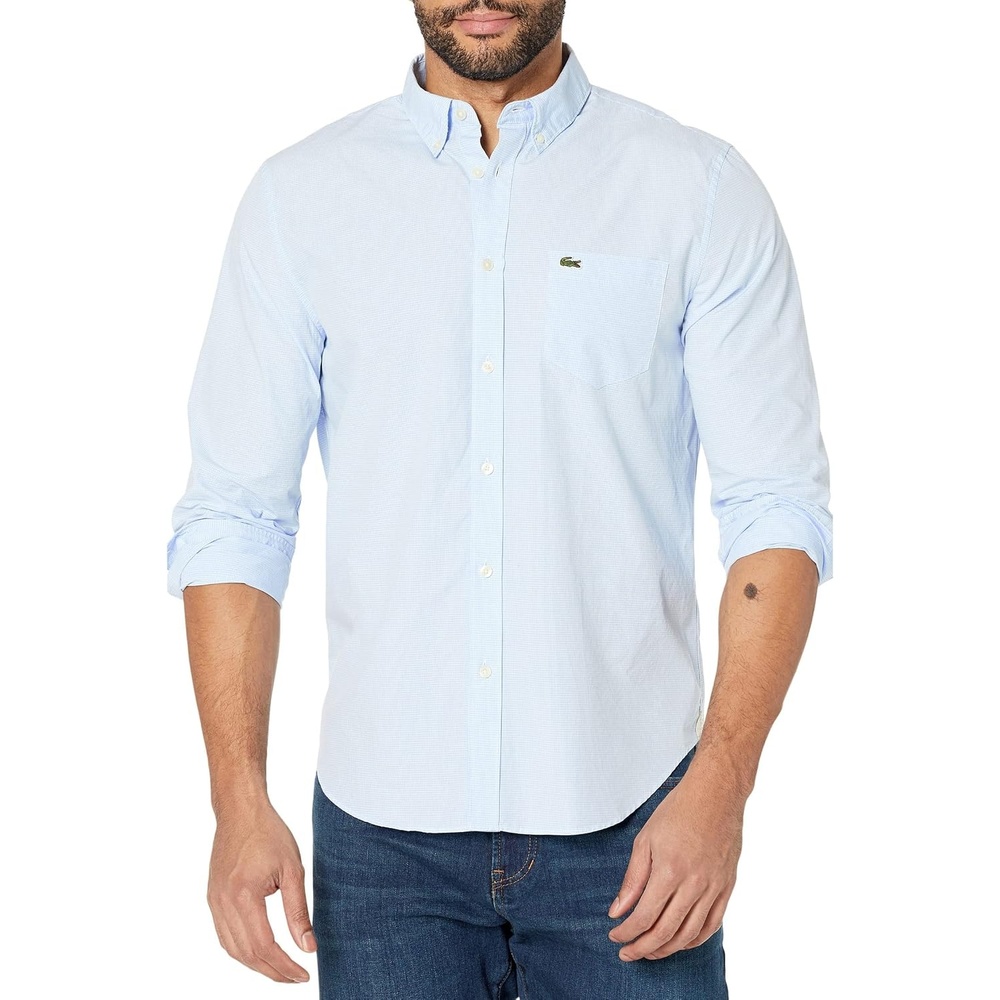 image:imageLacoste Mens Regular Fit Cotton amp Wool OvershirtWhiteOverview