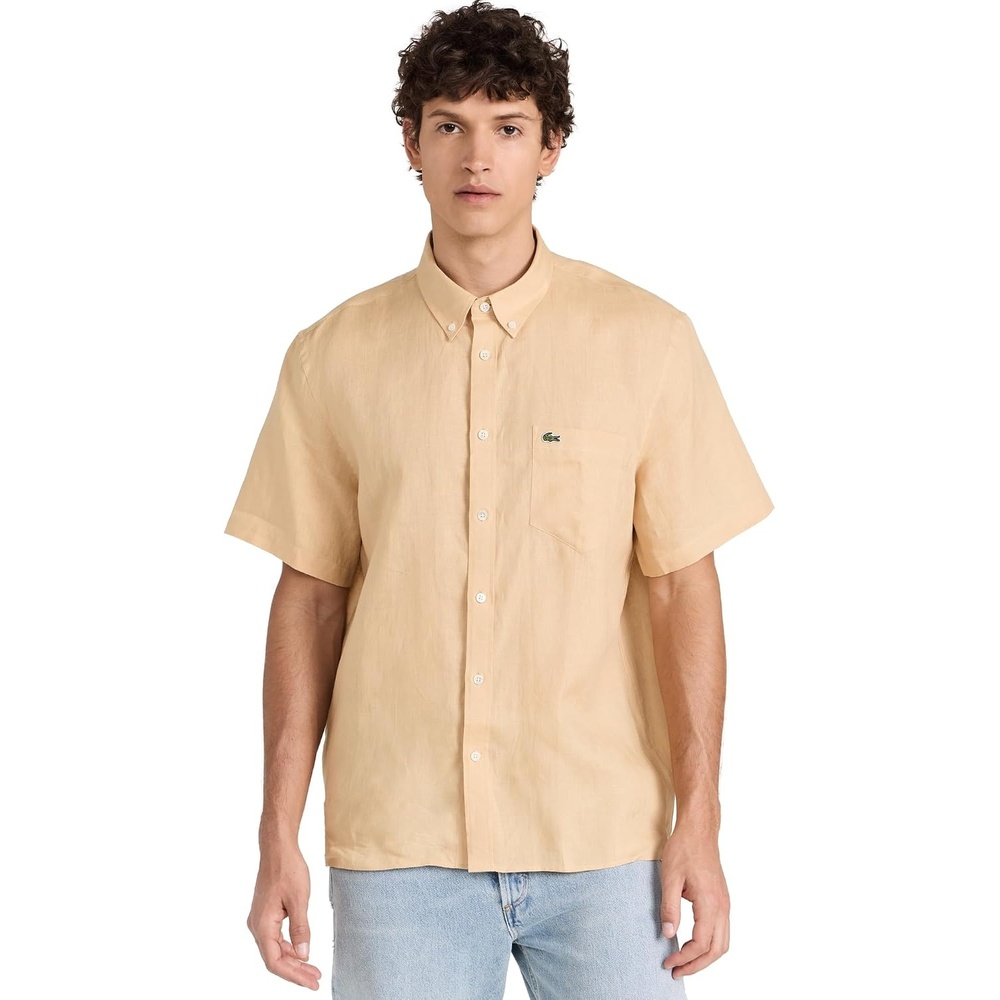 image:imageLacoste Mens Regular Fit Linen Casual Button DownCroissant