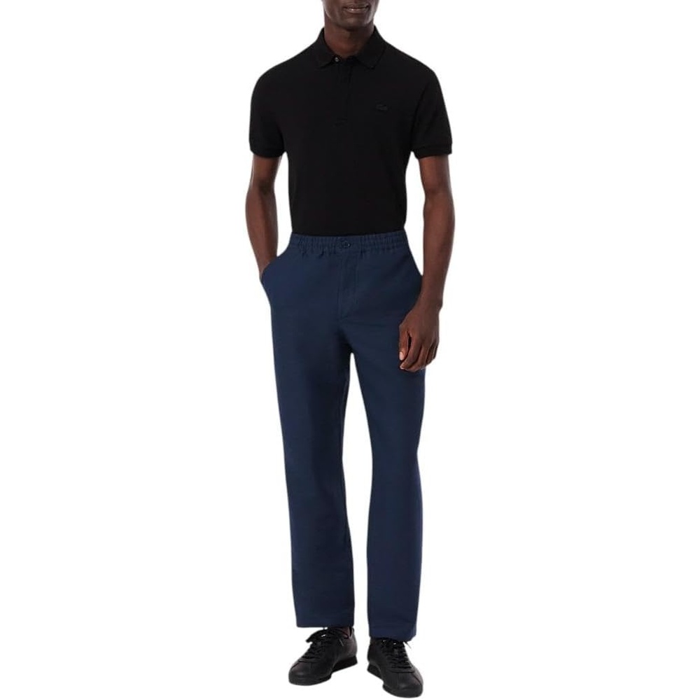 image:imageLacoste Mens Regular Fit Linen Twill PantsNavy Blue