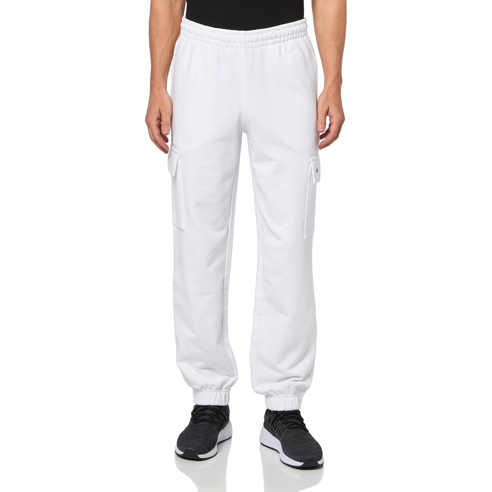 image:imageLacoste Mens Regular Fit NonBrushed Fleece Cargo SweatpantsWhite