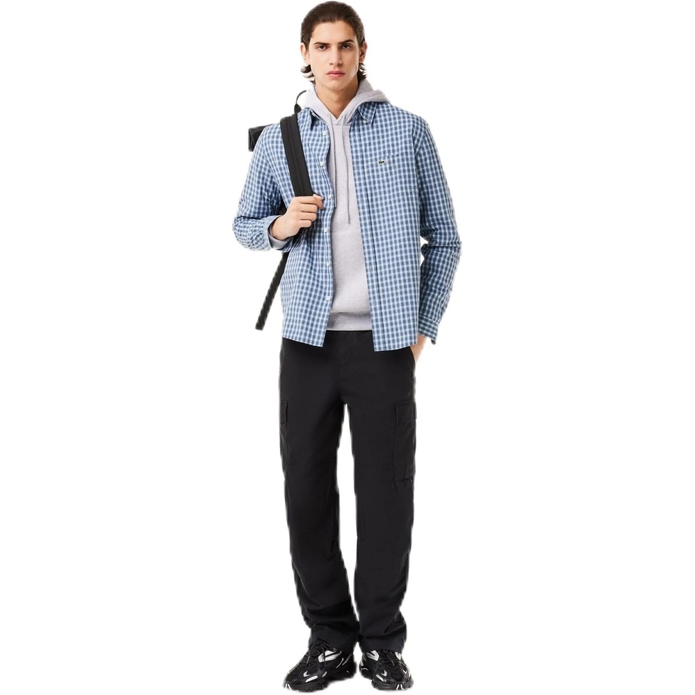 image:imageLacoste Mens Regular Fit Plaid Poplin ShirtHydroMultico