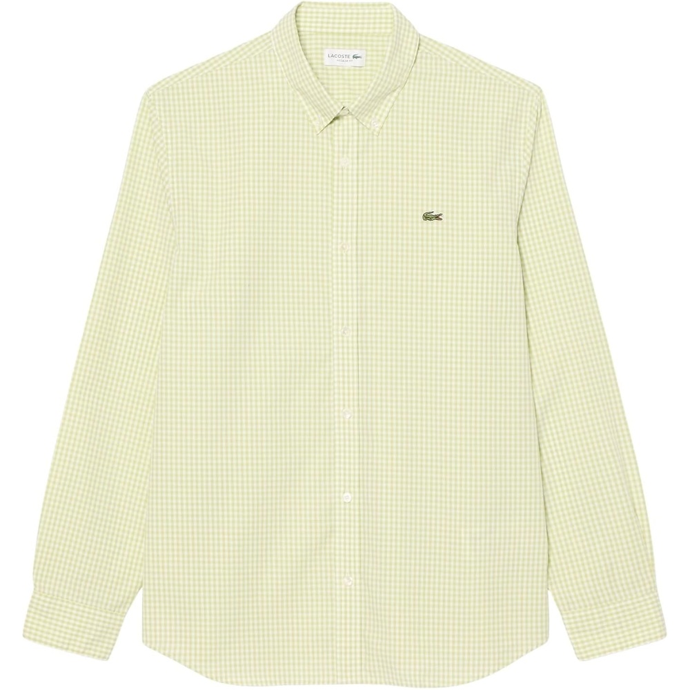 image:imageLacoste Mens Regular Fit Plaid Poplin ShirtWhiteBirch