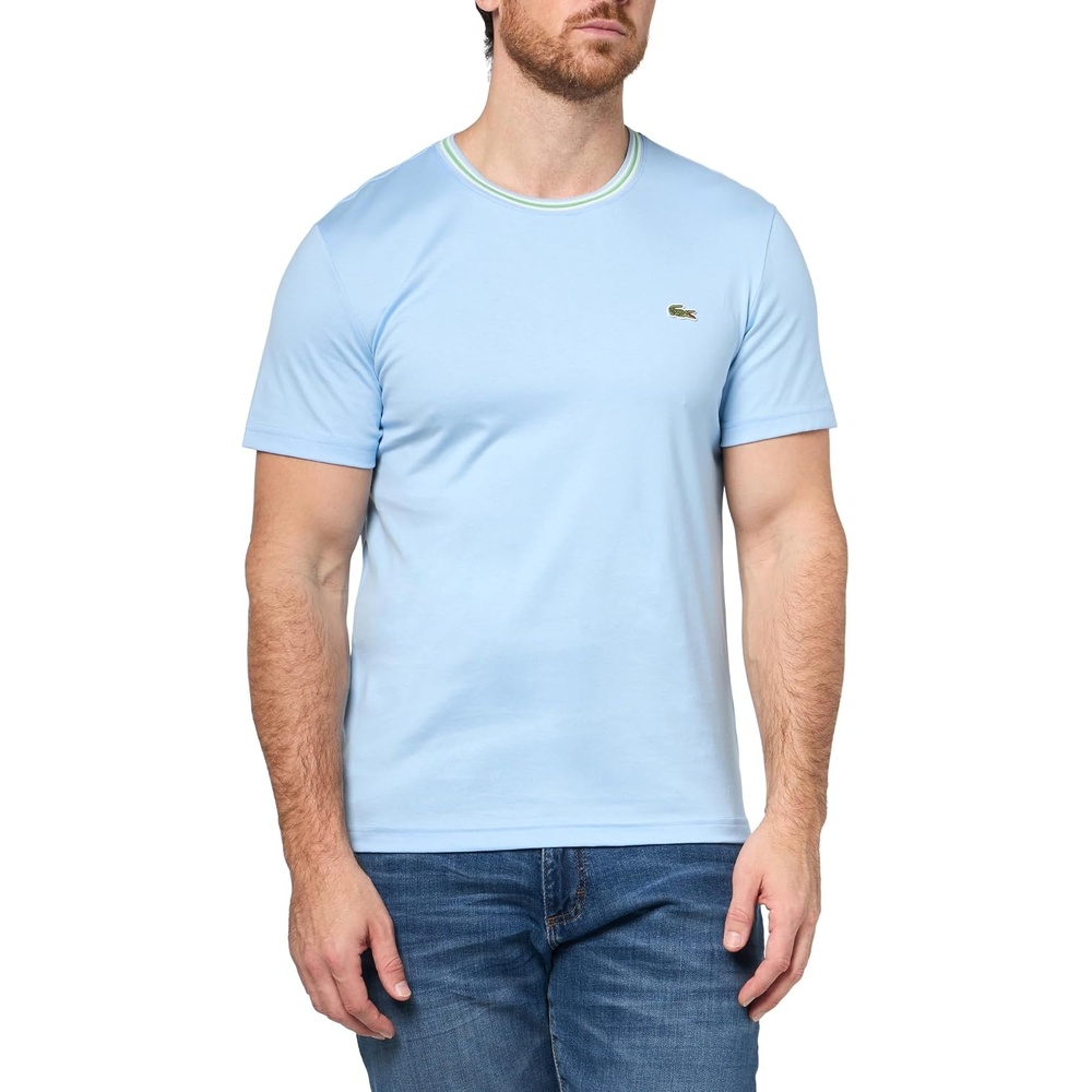 image:imageLacoste Mens Regular Fit Ribbed Collar Cotton TShirtOverview