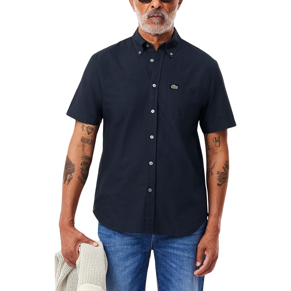image:imageLacoste Mens Regular Fit Short Sleeved Oxford ShirtAbysmAbysm
