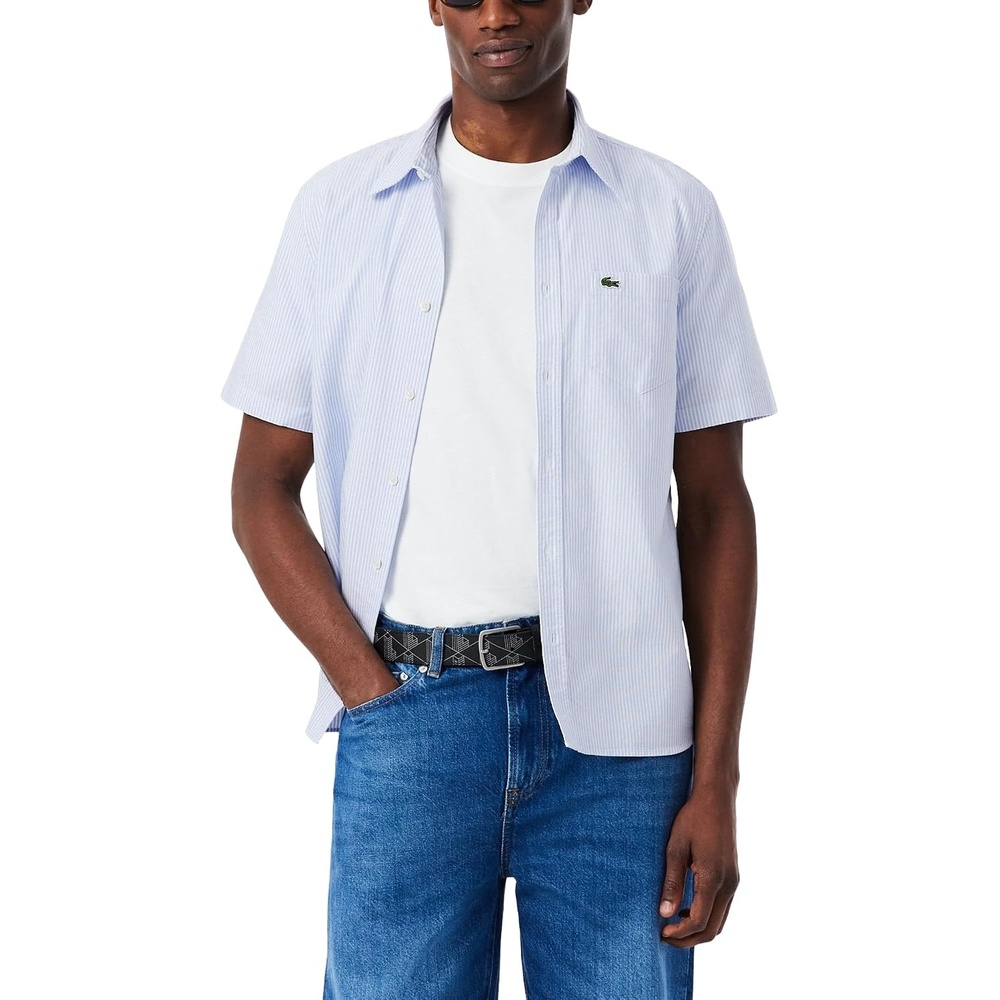 image:imageLacoste Mens Regular Fit Short Sleeved Oxford ShirtOverviewWhite