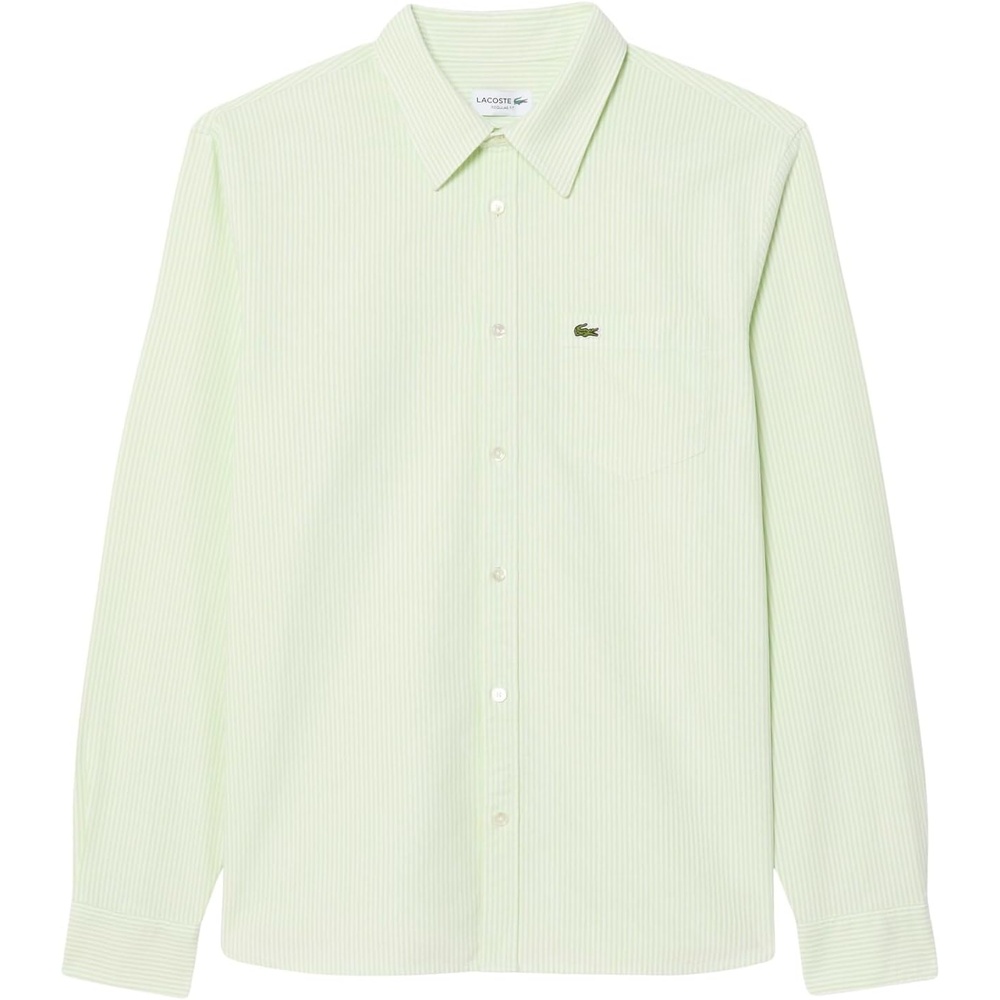 image:imageLacoste Mens Regular Fit Striped Oxford ShirtBirchWhite