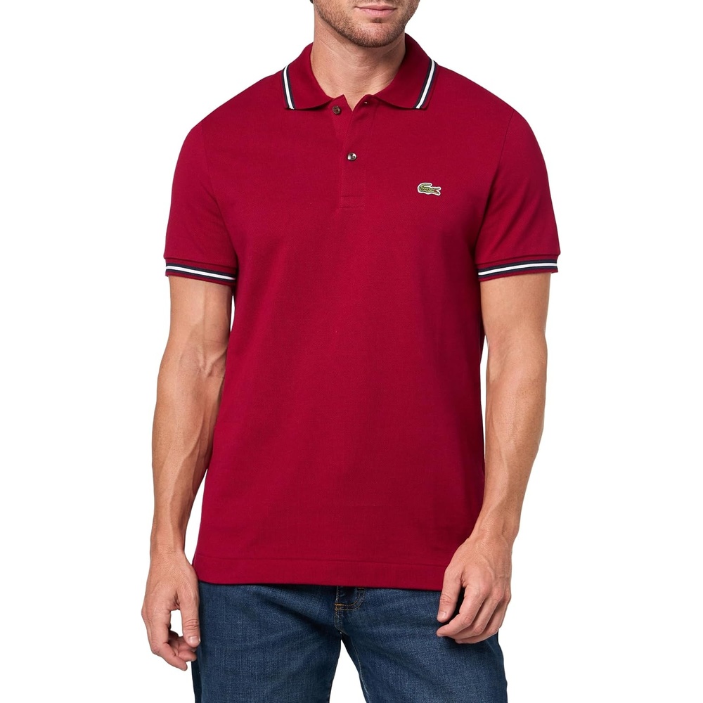 image:imageLacoste Mens Regular Fit Trim Accent L1212 Polo ShirtBordeaux