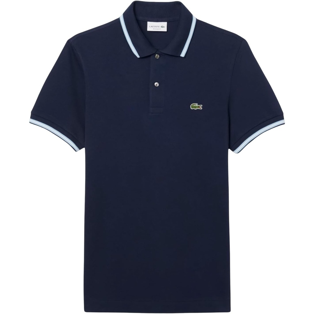 image:imageLacoste Mens Regular Fit Trim Accent L1212 Polo ShirtNavy Blue