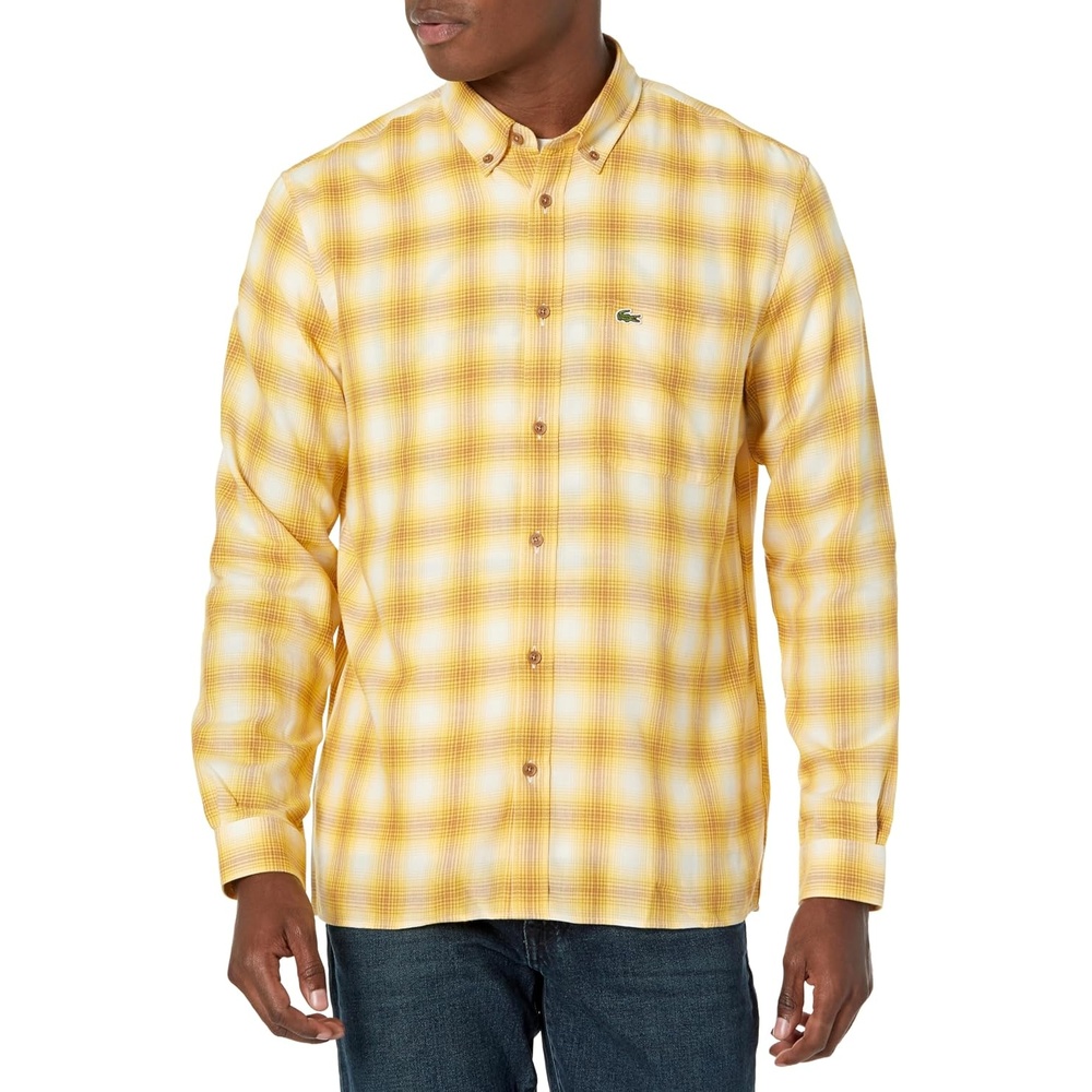 image:imageLacoste Mens Regular Fit Wool amp Cotton Flannel ShirtCookieMultico