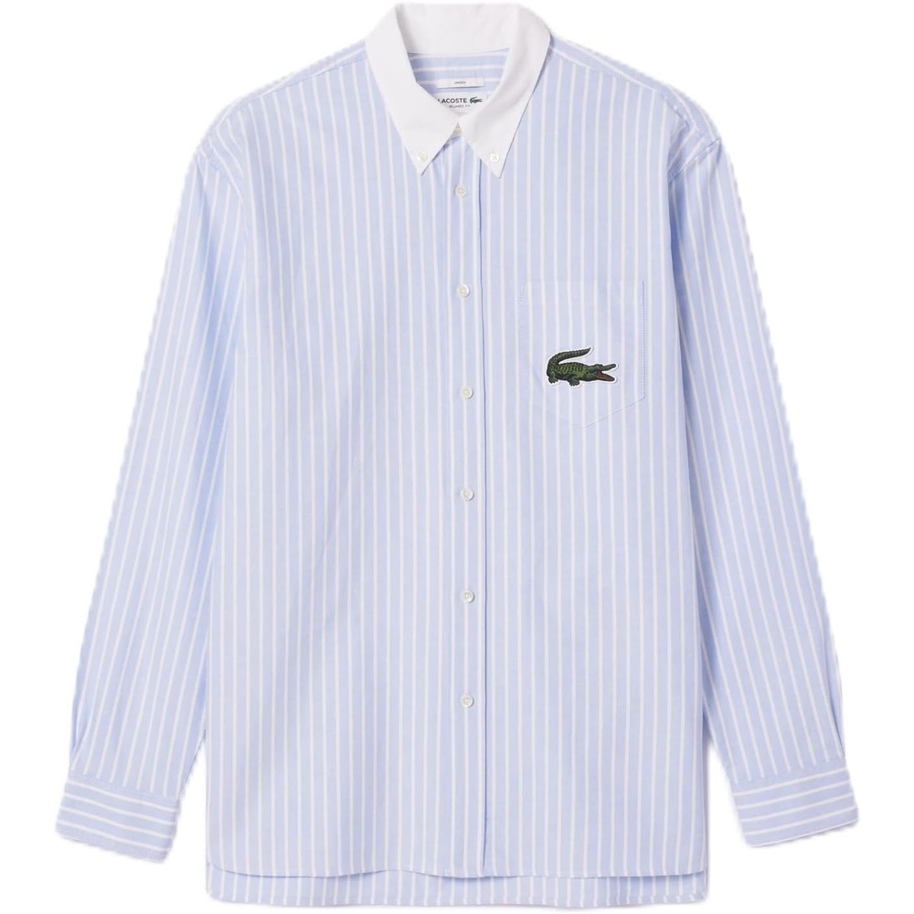 image:imageLacoste Mens Relaxed Fit Striped Oxford ShirtOverviewWhite