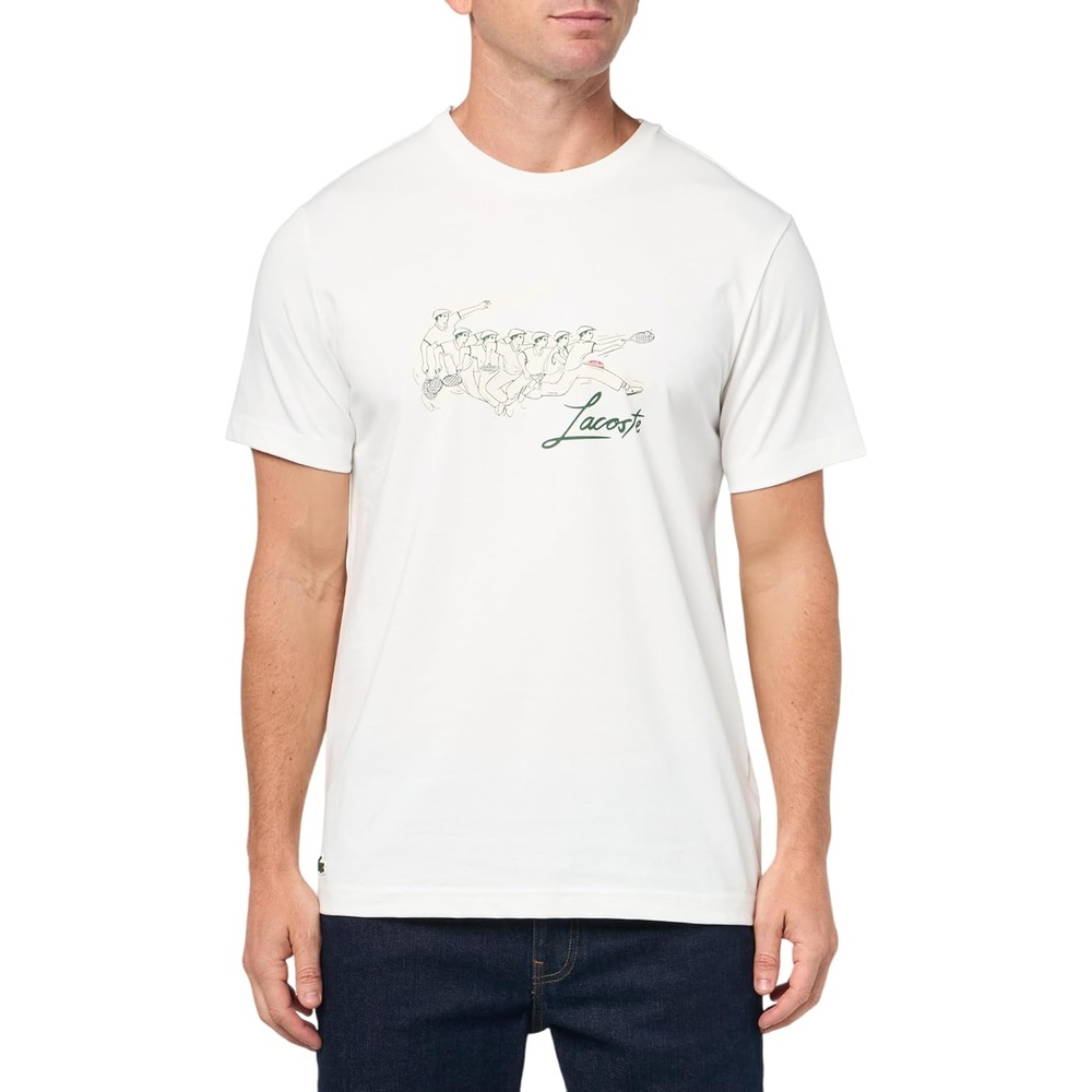 image:imageLacoste Mens Ren Print Tennis Heritage TShirtFlourFlour