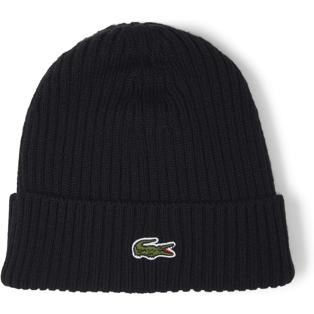 image:imageLacoste Mens Rib Knit Brushed Wool BeanieBlack