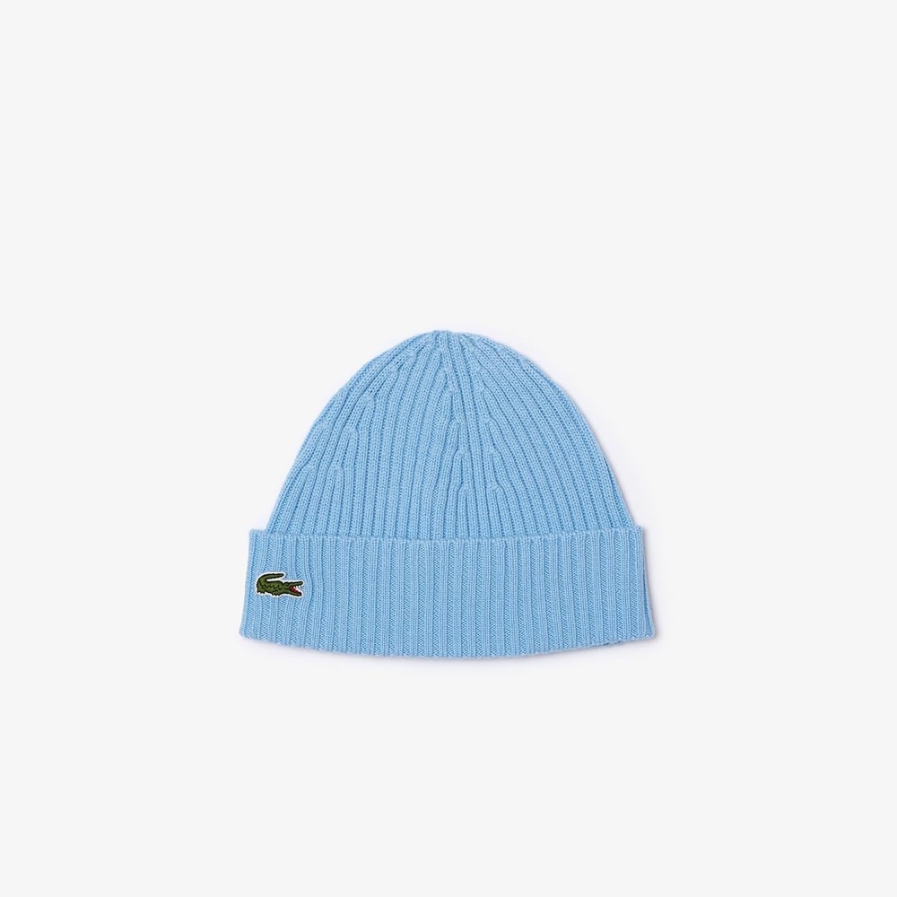 image:imageLacoste Mens Rib Knit Brushed Wool BeanieLight Blue