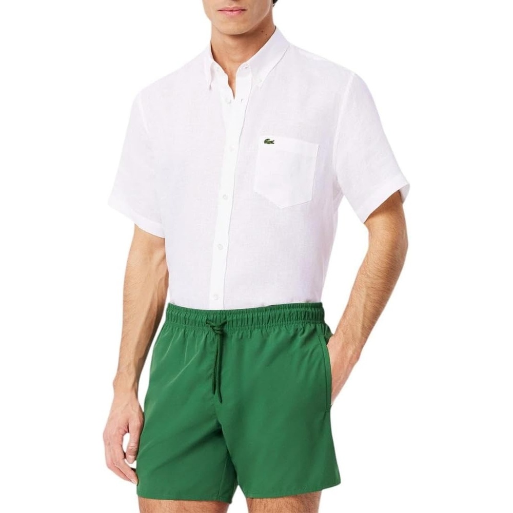 image:imageLacoste Mens Short Sleeve Linen ShirtWhite