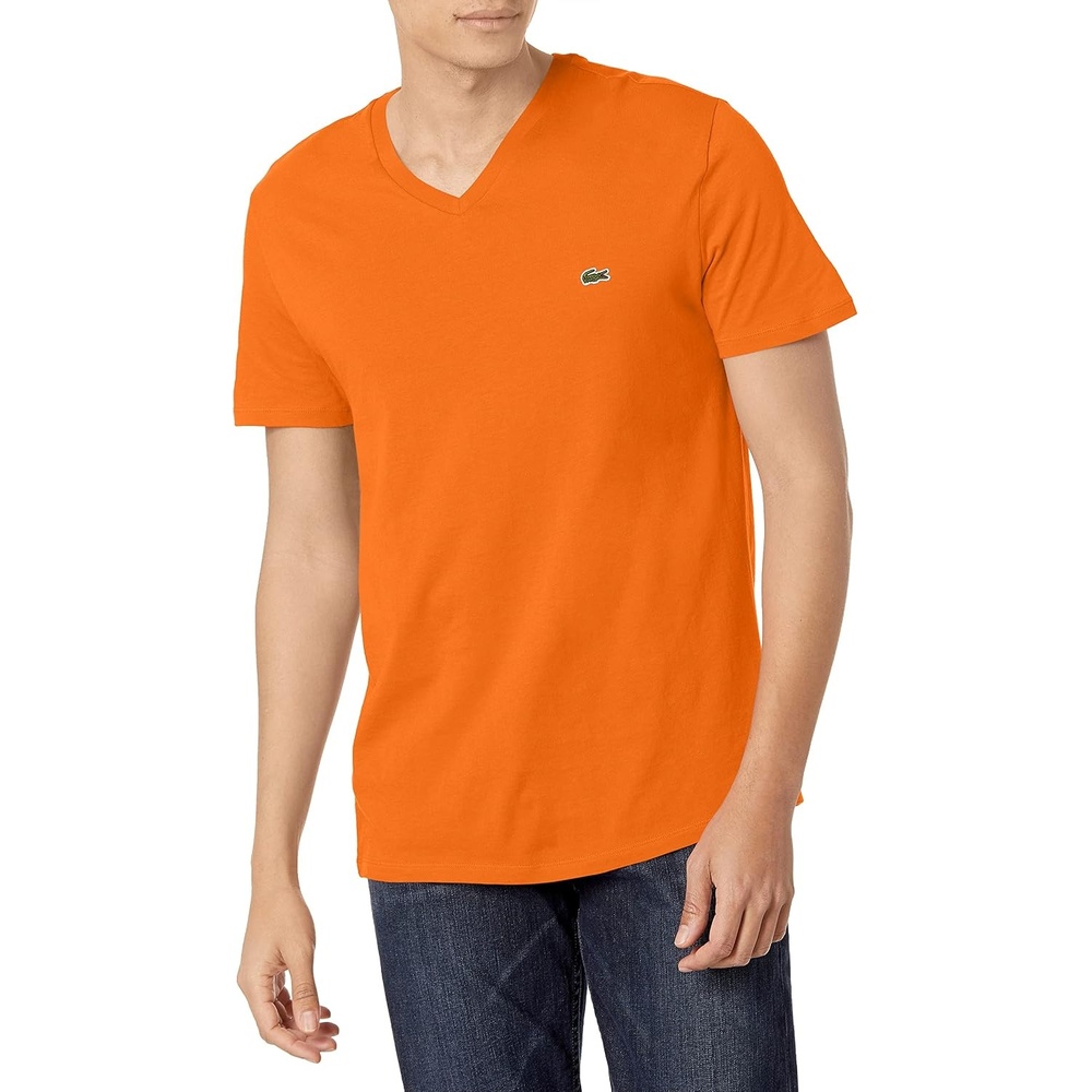 image:imageLacoste Mens Short Sleeve VNeck Pima Cotton Jersey TShirtFango