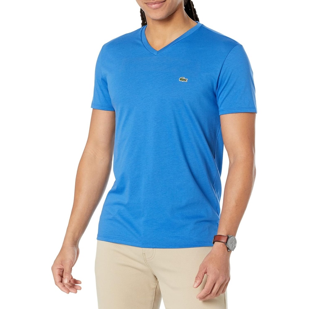 image:imageLacoste Mens Short Sleeve VNeck Pima Cotton Jersey TShirtKingdom