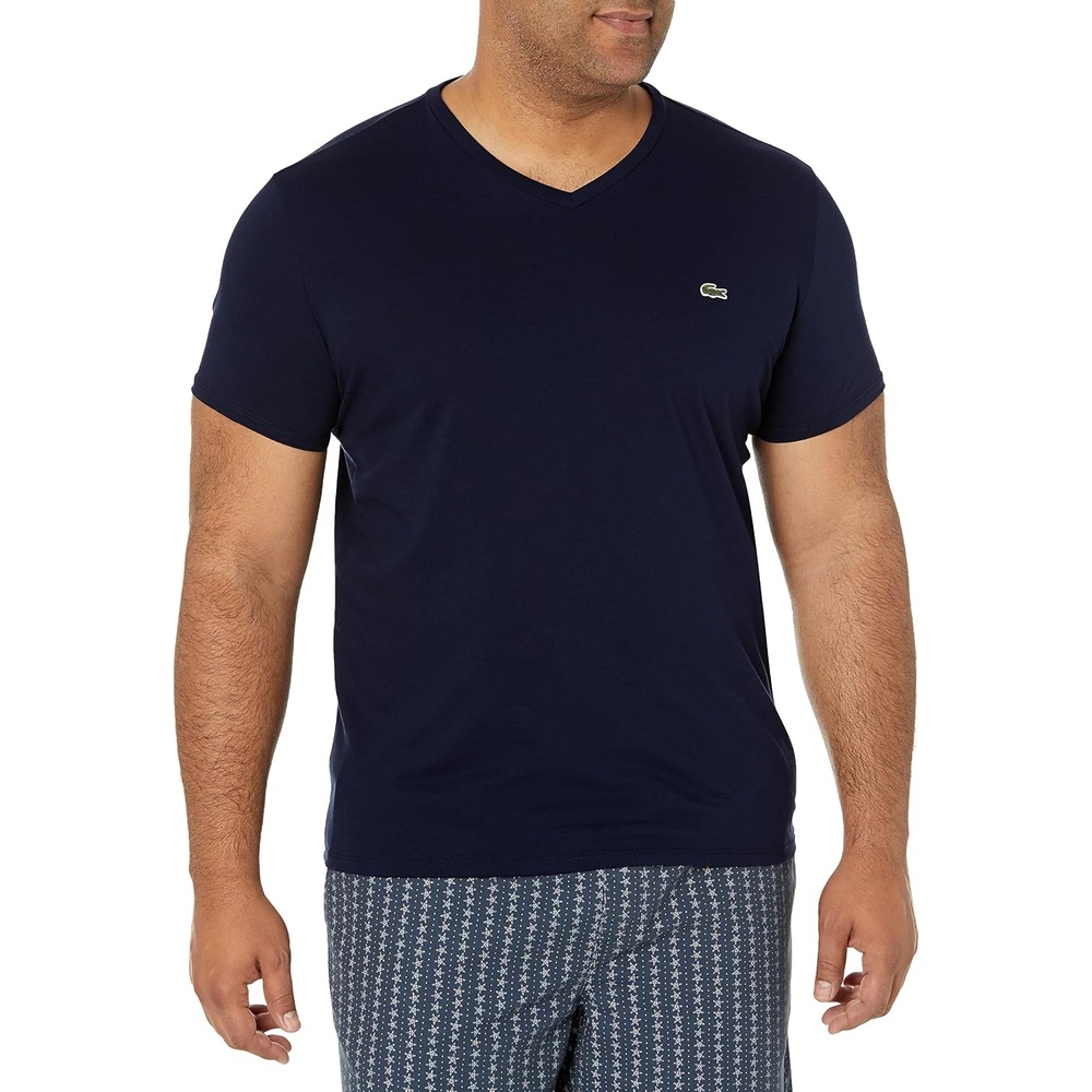 image:imageLacoste Mens Short Sleeve VNeck Pima Cotton Jersey TShirtNavy Blue