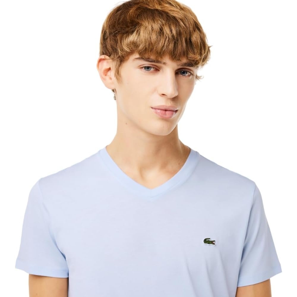 image:imageLacoste Mens Short Sleeve VNeck Pima Cotton Jersey TShirtPhoenix Blue
