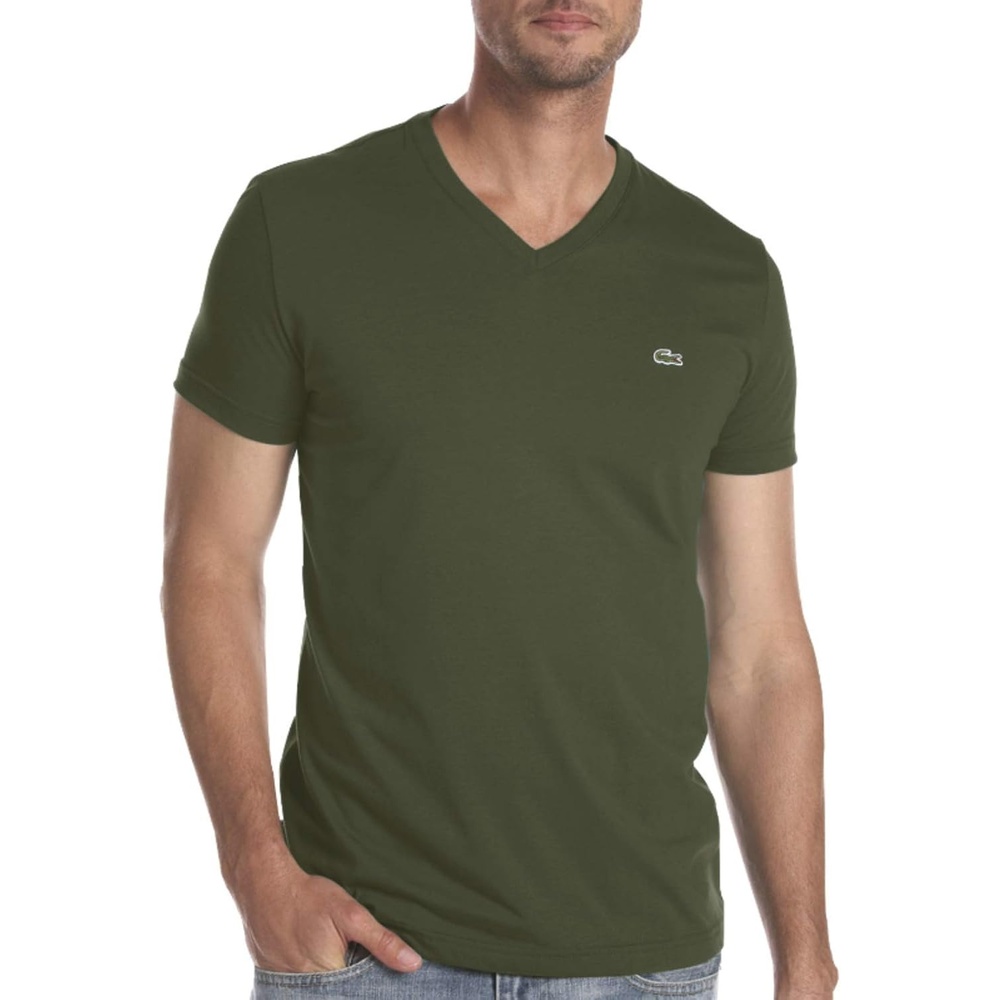 image:imageLacoste Mens Short Sleeve VNeck Pima Cotton Jersey TShirtTank