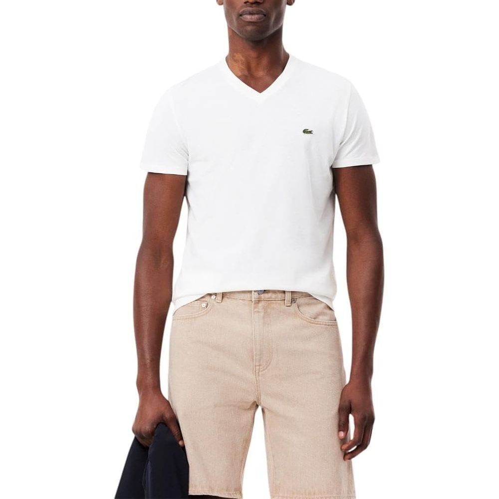 image:imageLacoste Mens Short Sleeve VNeck Pima Cotton Jersey TShirtWhite