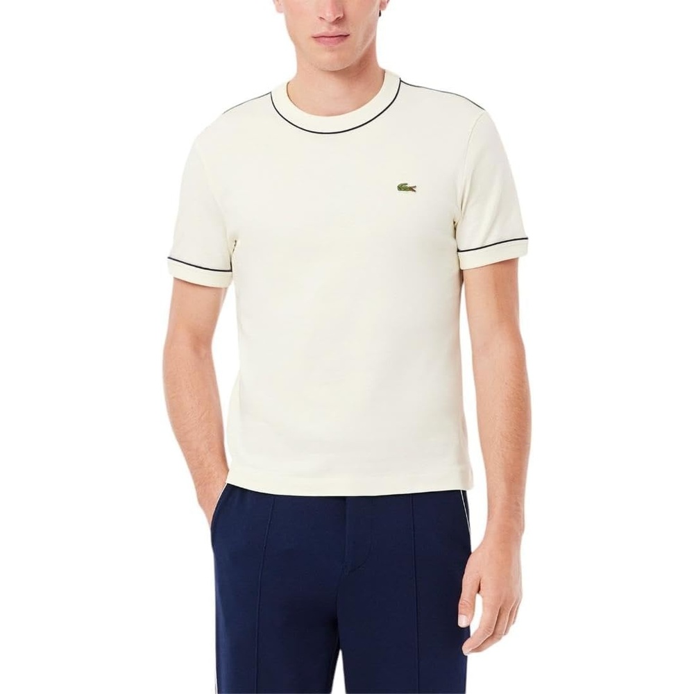 image:imageLacoste Mens Slim Fit Cotton Interlock TShirtOffWhite