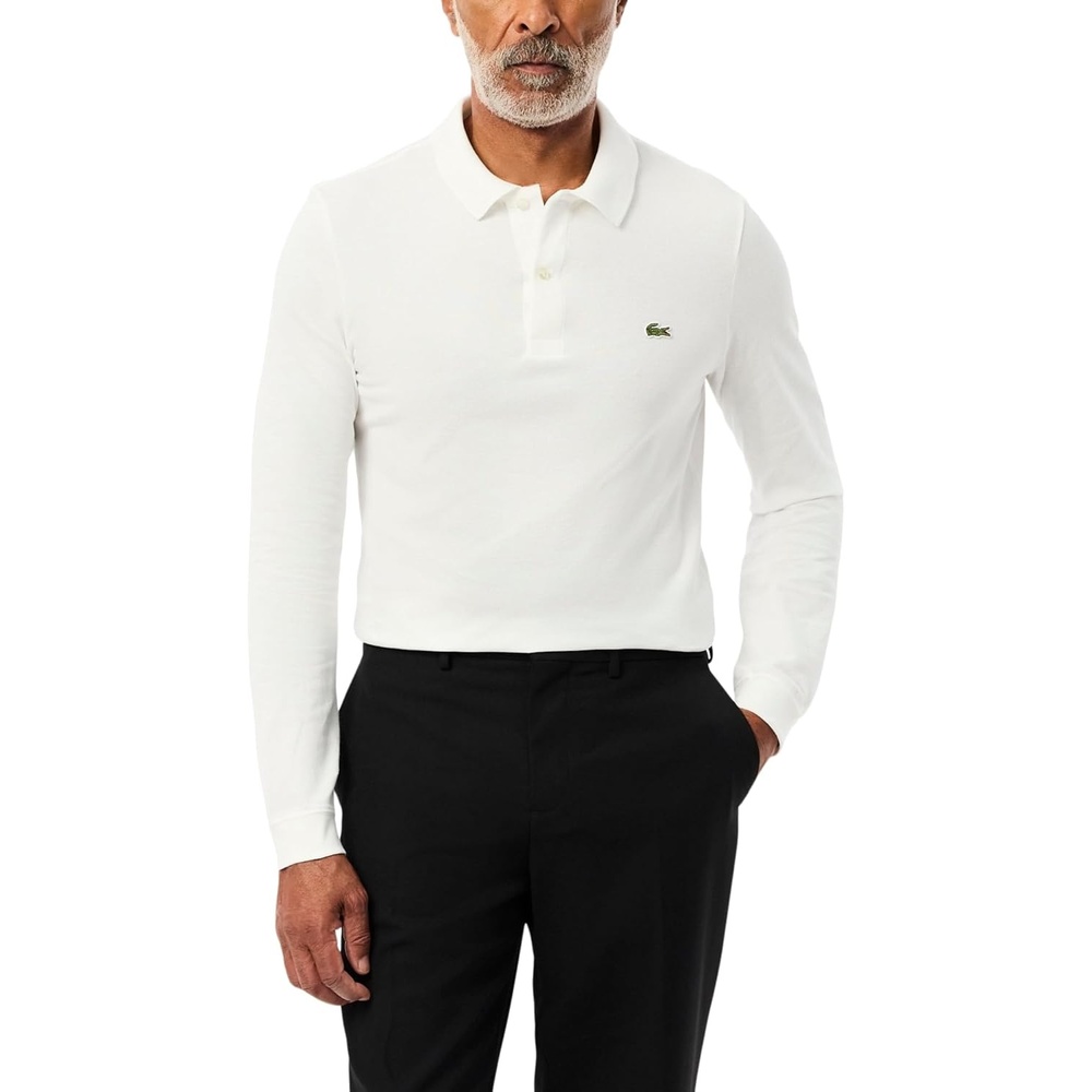 image:imageLacoste Mens Slim Fit L1212 Long Sleeved Polo ShirtWhite