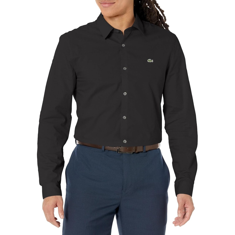 image:imageLacoste Mens Slim Fit Stretch Cotton Poplin ShirtNoir