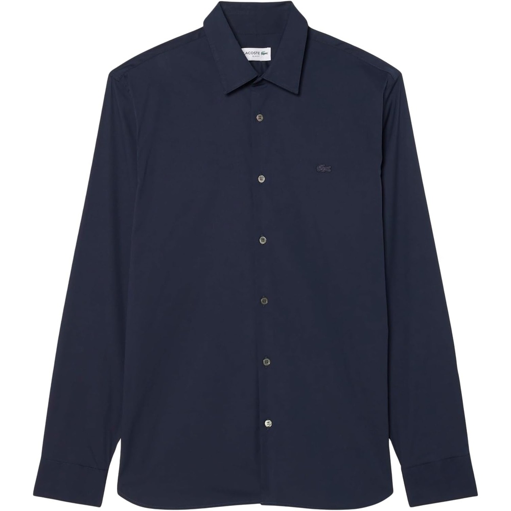 image:imageLacoste Mens Slim Fit Stretch Poplin ShirtNavy Blue