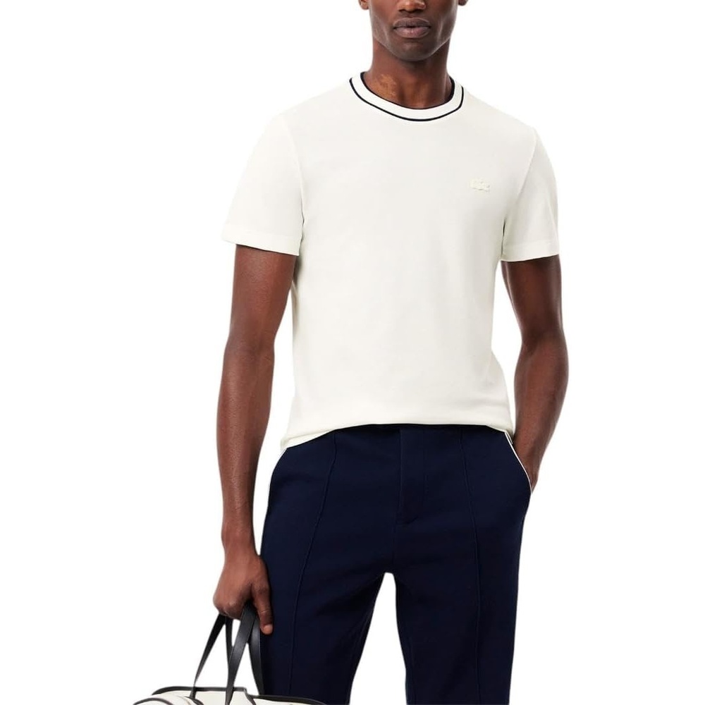 image:imageLacoste Mens Stretch Piqu Stripe Collar TShirtFlour Striped Collar