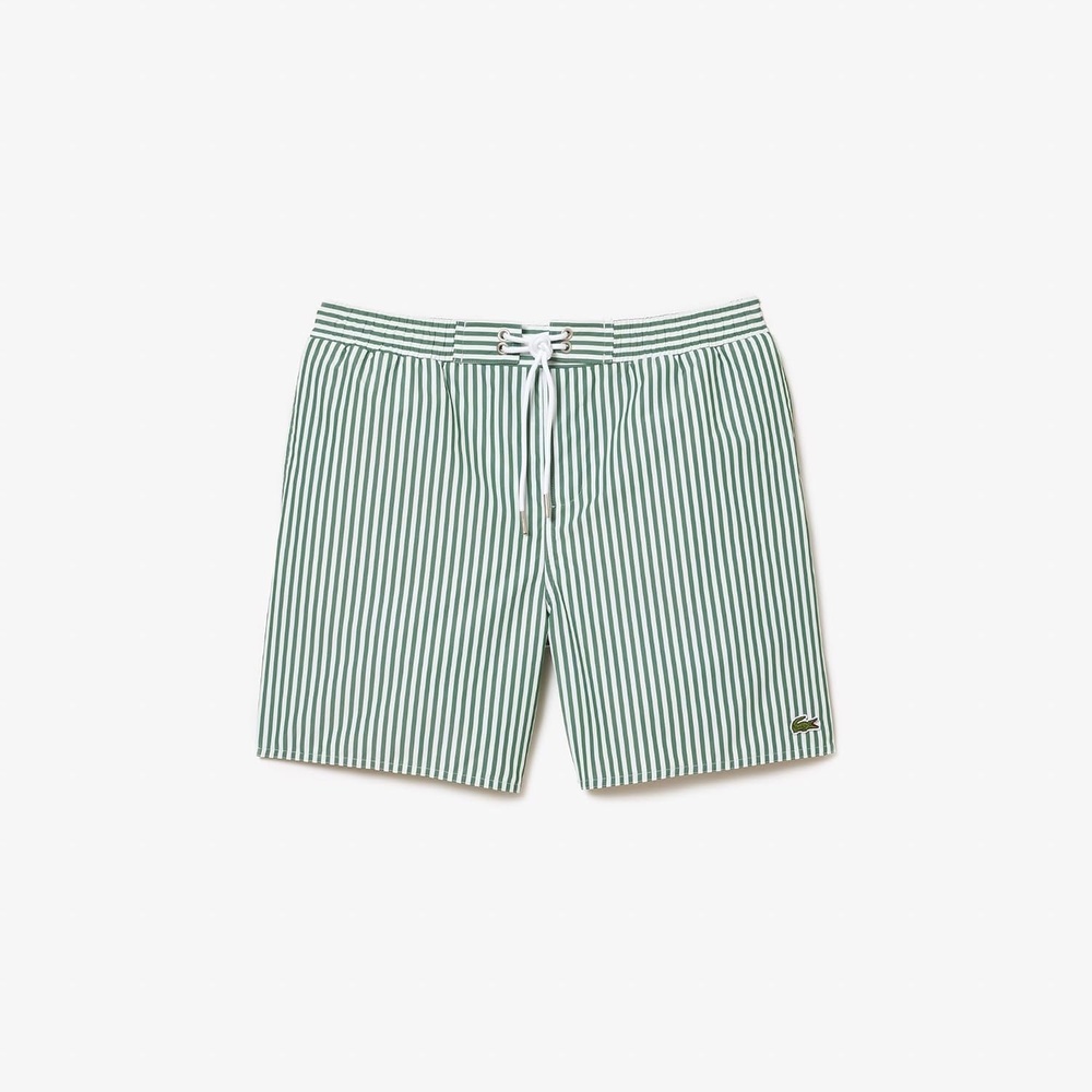image:imageLacoste Mens Striped Swim TrunksFlourGreen