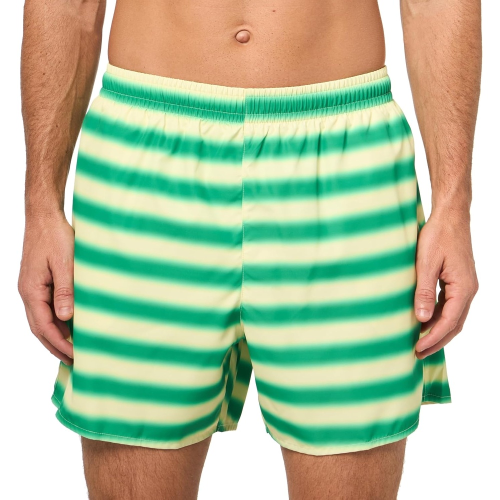 image:imageLacoste Mens Striped Swim TrunksGreen  Yellow