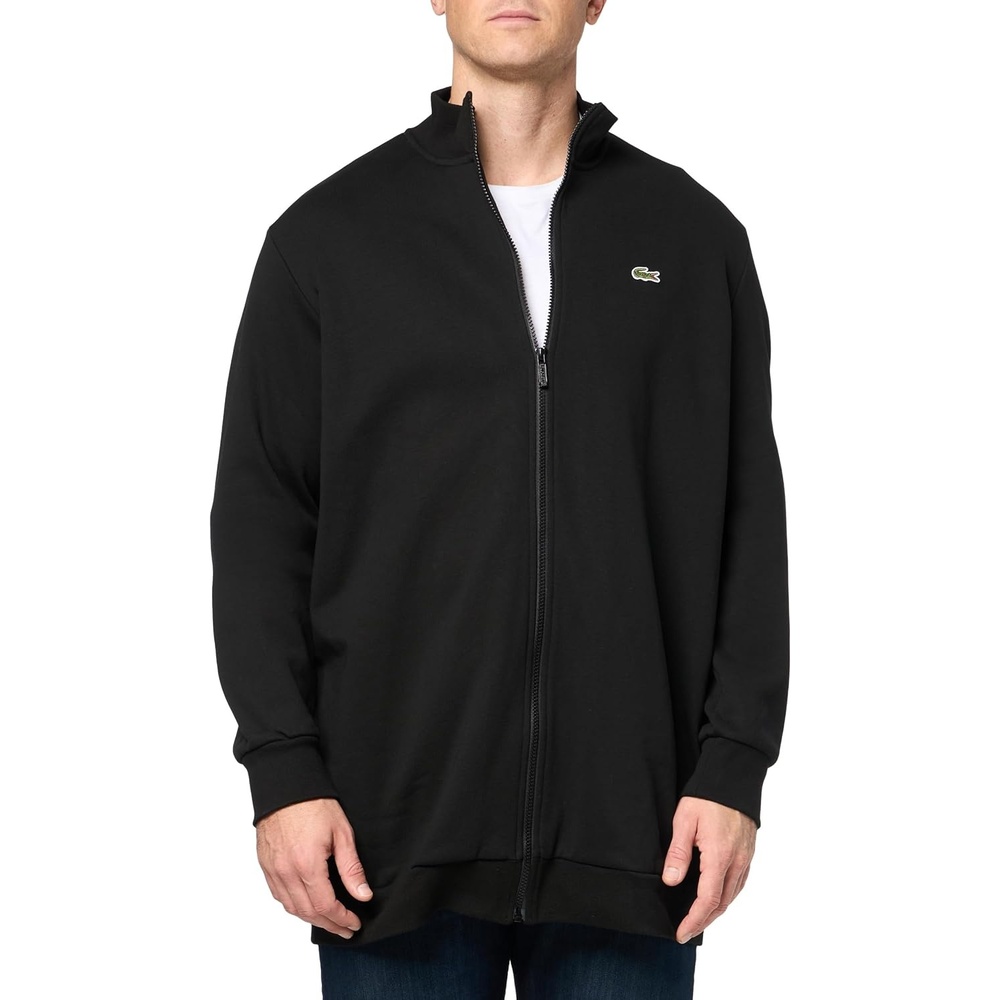 image:imageLacoste Mens Tall Fit Regular Fit Classic Zip Up Mock Neck SweatshirtBlack