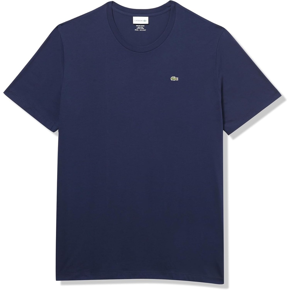 image:imageLacoste Mens Tall Fit VNeck Short Sleeve Regular Fit Pima Cotton TShirtNavy Blue