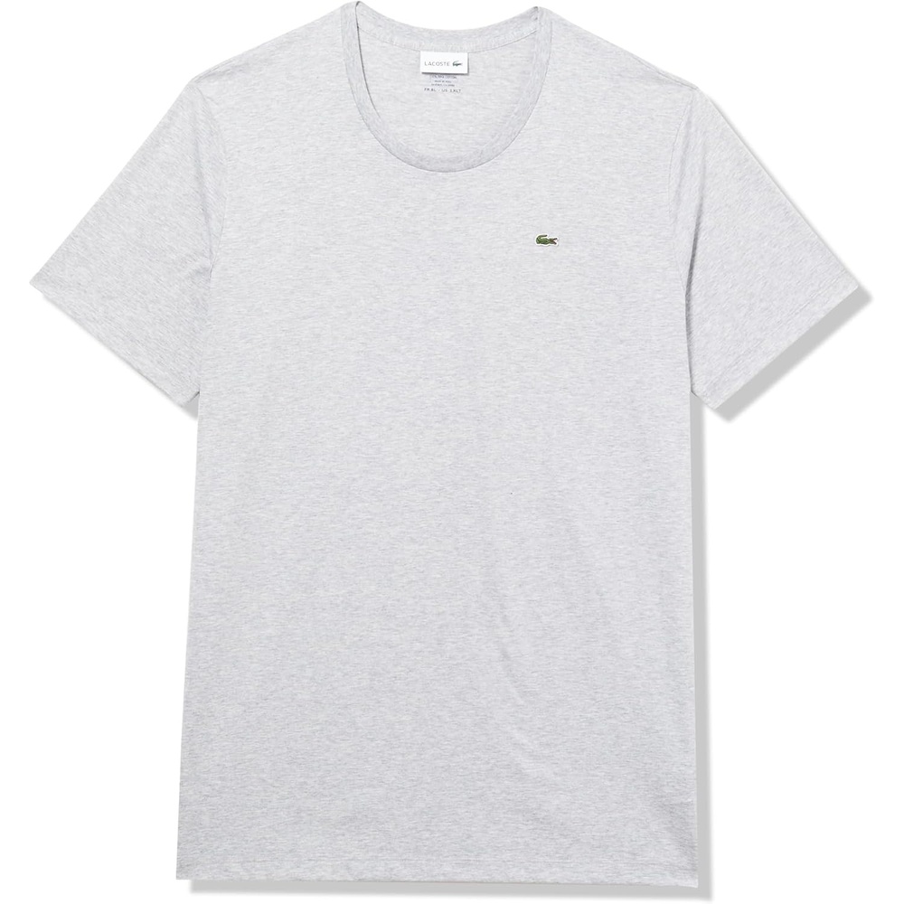 image:imageLacoste Mens Tall Fit VNeck Short Sleeve Regular Fit Pima Cotton TShirtSilver Chine