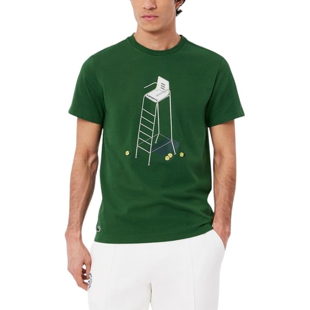 image:imageLacoste Mens Tennis Heritage Print TShirtGreenGreen