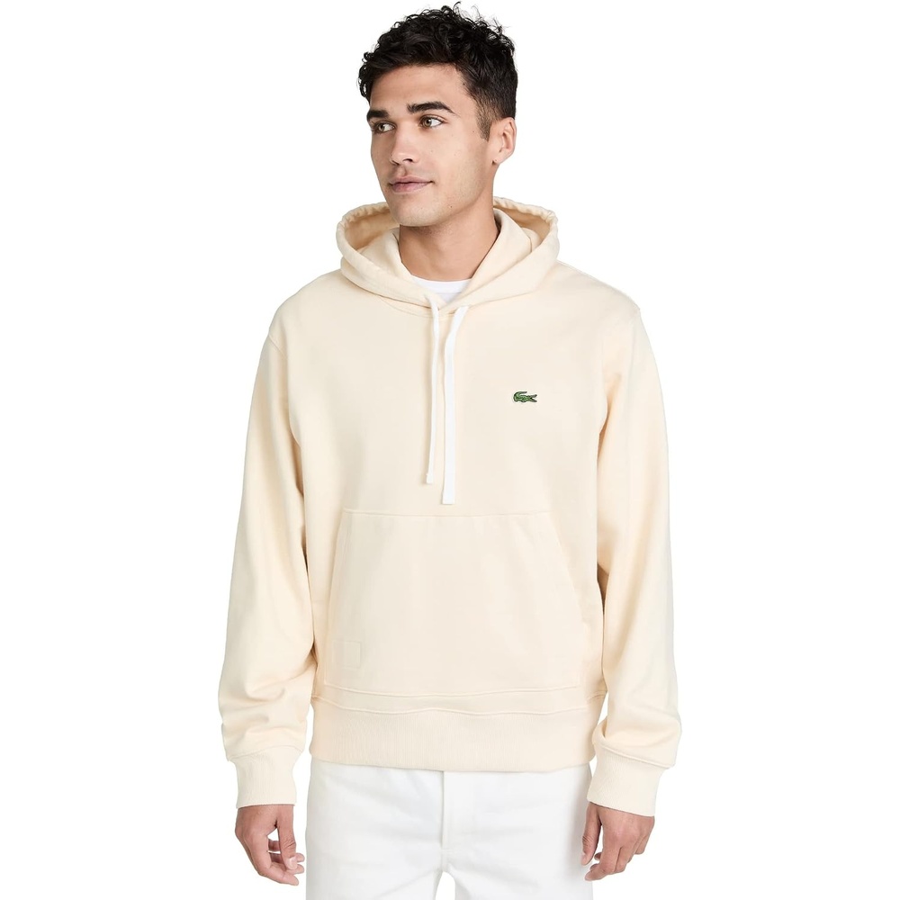image:imageLacoste Mens Unisex Hooded Organic Cotton SweatshirtNatural Beige