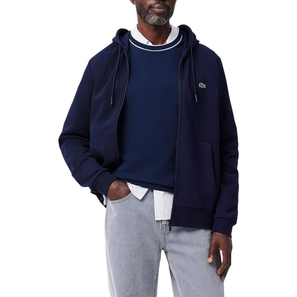 image:imageLacoste Mens ZipUp Fleece HoodieNavy Blue