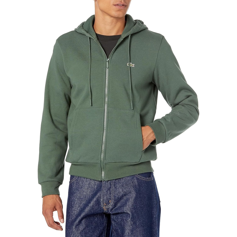 image:imageLacoste Mens ZipUp Fleece HoodieSequoia