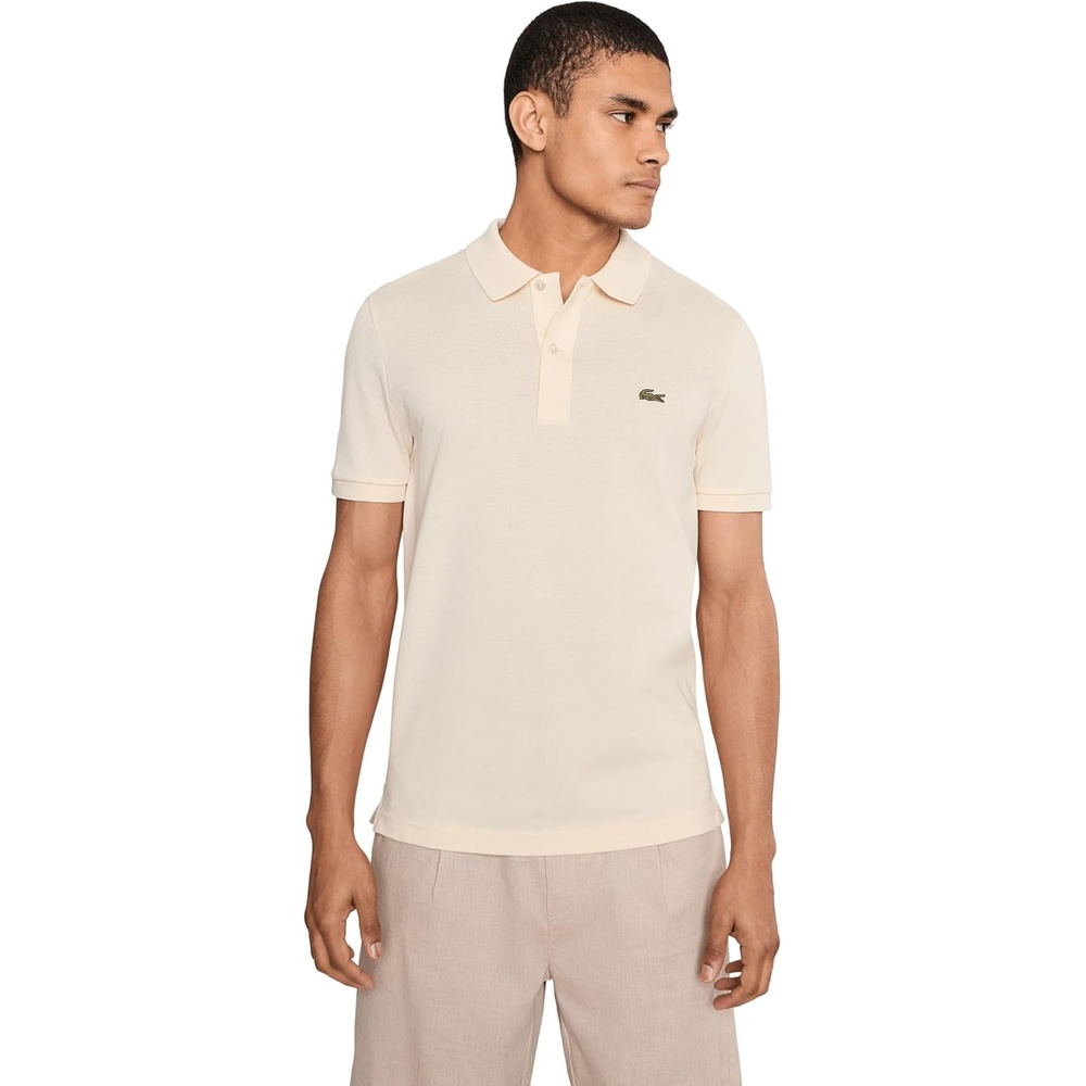 image:imageLacoste Short Sleeve Classic Fit Chine Pique Polo Shirt L1264 ShirtBeige