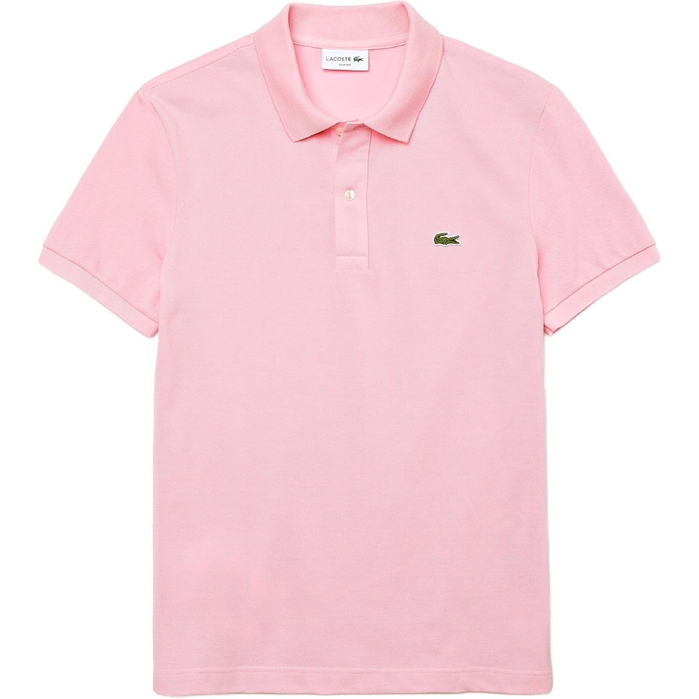 image:imageLacoste Short Sleeve Classic Fit Chine Pique Polo Shirt L1264 ShirtPink
