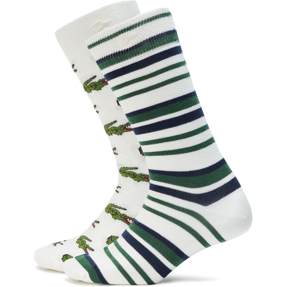 image:imageLacoste Unisex 2 Pack SocksWhite Green Navy Blue