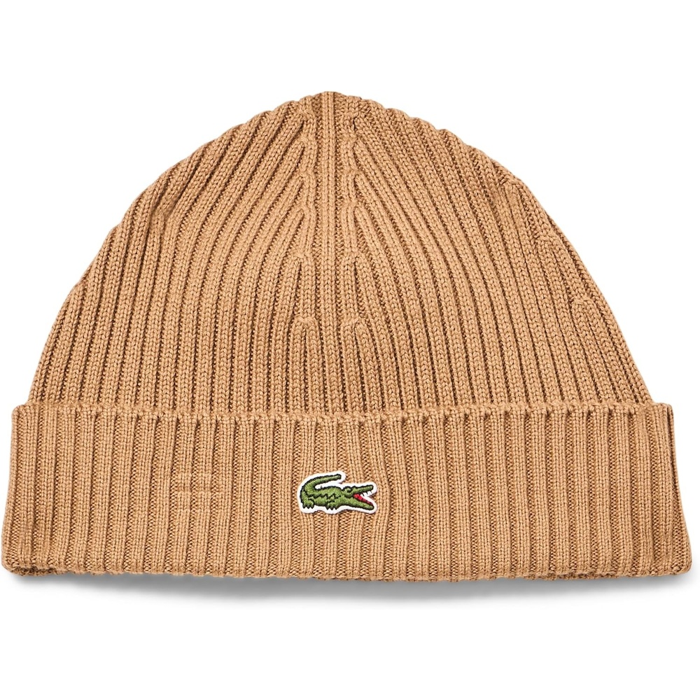 image:imageLacoste Unisex Adult Rib Knit Brushed Wool BeanieDate Brown
