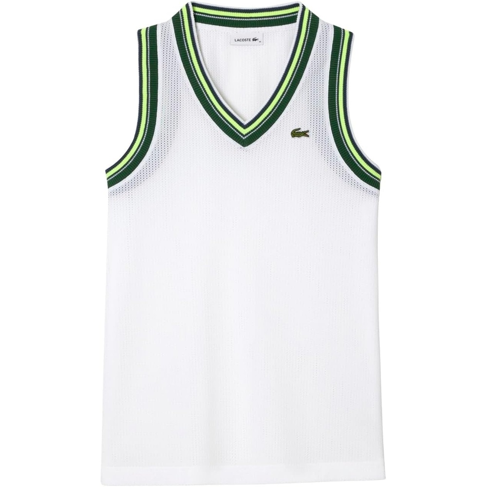 image:imageLacoste Womens Contrast VNeck Tank Top White 10