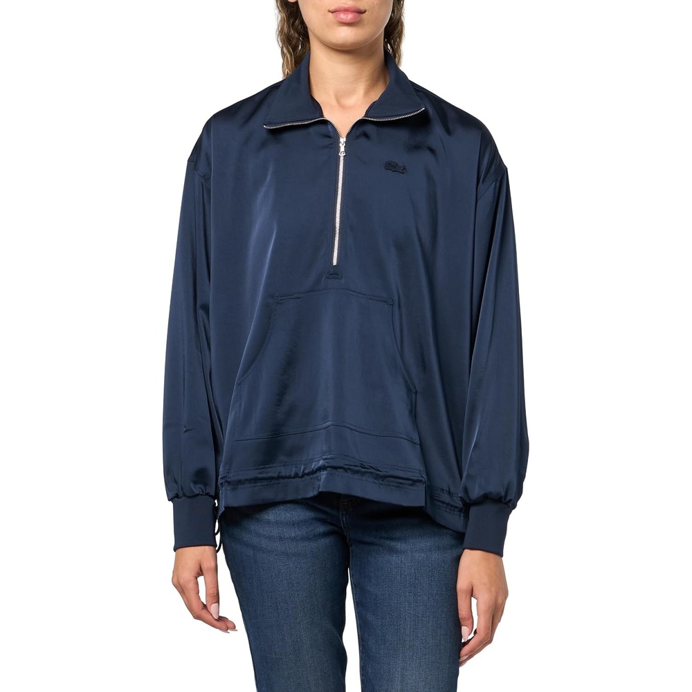 image:imageLacoste Womens High Zipped Neck Oversized Popover JacketNavy Blue
