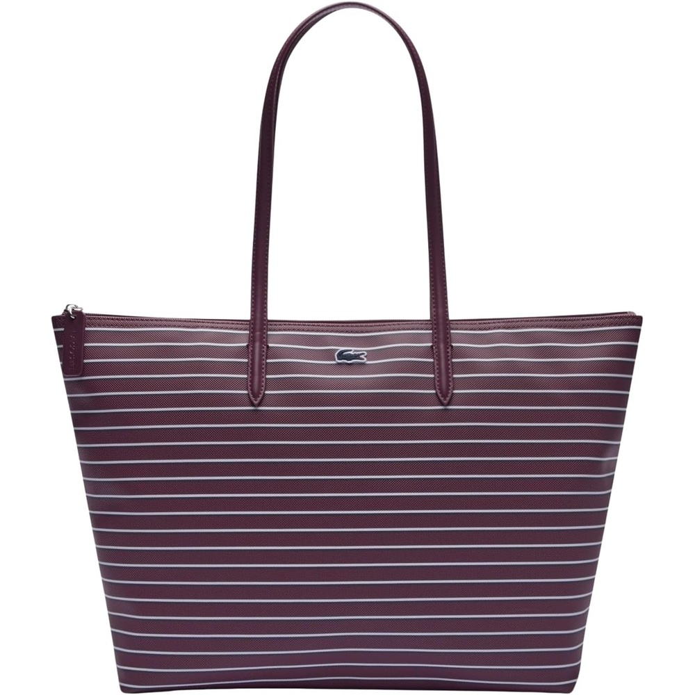 image:imageLacoste Womens Large Shopping Bag Winetasting White Stripes One Size