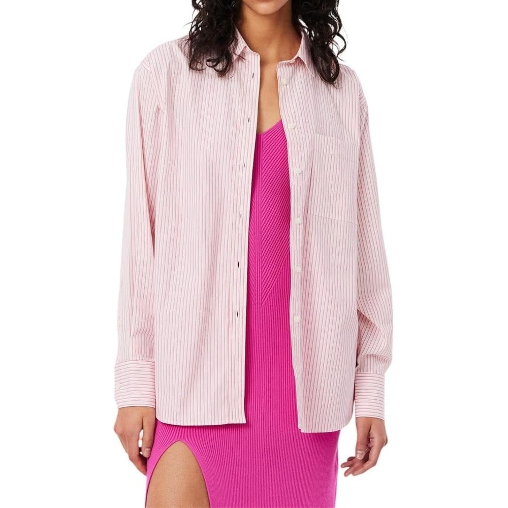 image:imageLacoste Womens Oversized Popeline Long Sleeve ShirtPinkBlushWhite