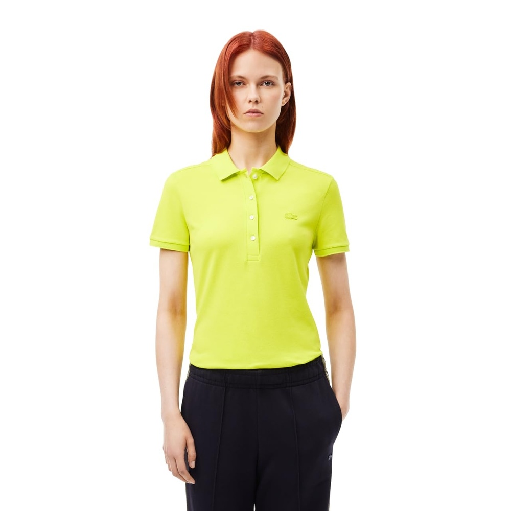 image:imageLacoste Womens Short Sleeve Slim Fit Stretch Pique Polo ShirtFirefly
