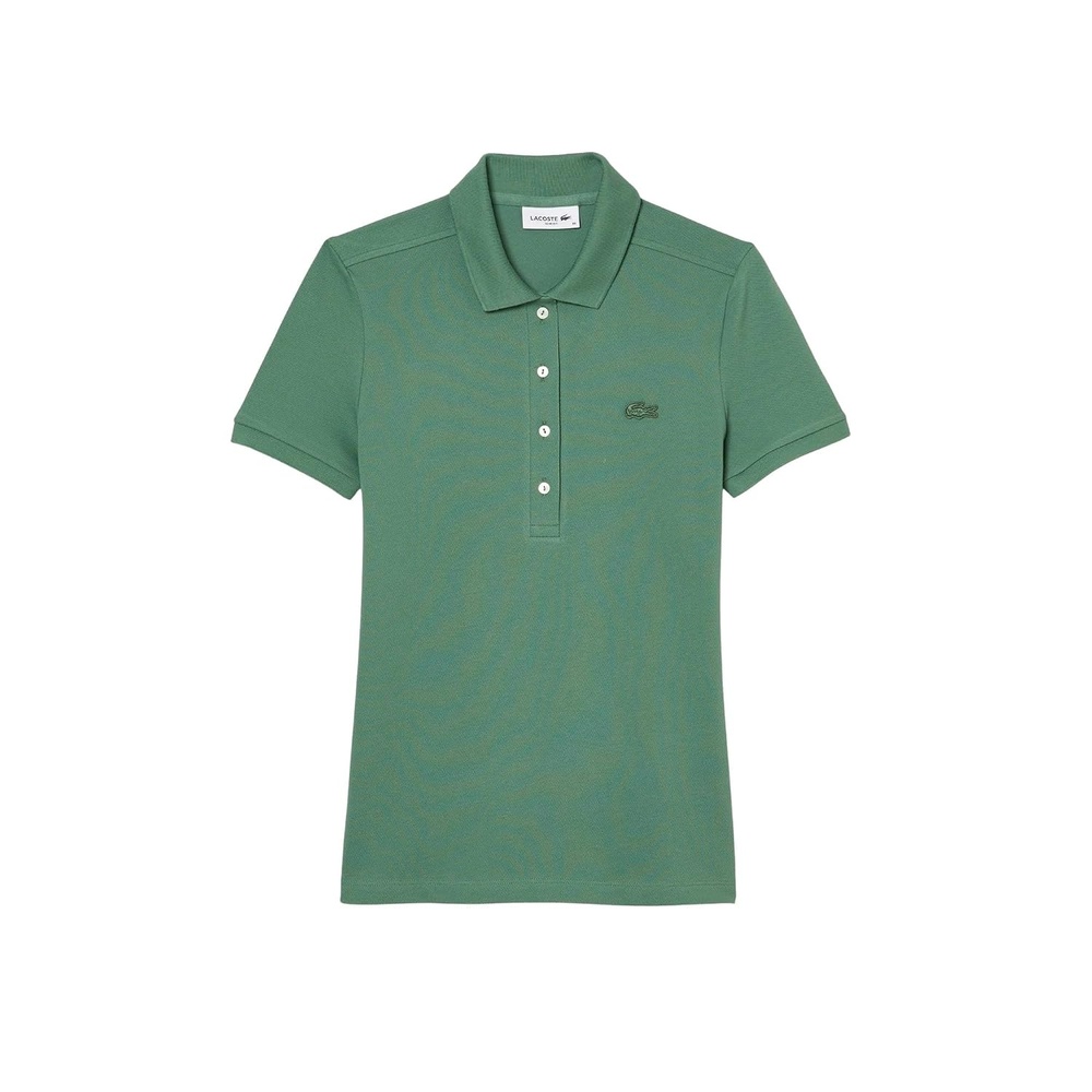 image:imageLacoste Womens Short Sleeve Slim Fit Stretch Pique Polo ShirtKhaki Green