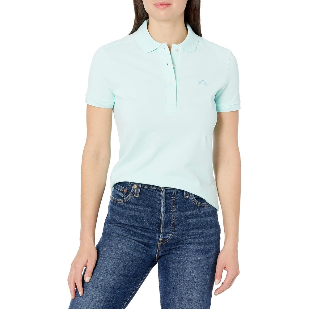 image:imageLacoste Womens Short Sleeve Slim Fit Stretch Pique Polo ShirtSyringa Mint